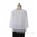 Damesblouse met 3/4 mouwen kanten afwerking